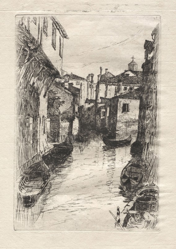 Canal in Venice, 1880. Otto H. Bacher (American, 1856-1909). Etching