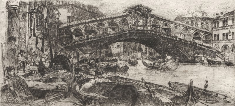 The Rialto, Venice, 1880. Otto H. Bacher (American, 1856-1909). Etching