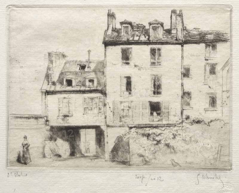 La rue Lacépède:  le cour de l'Aciereur  Cottens. Gustave Leheutre (French, 1861-1932). Etching