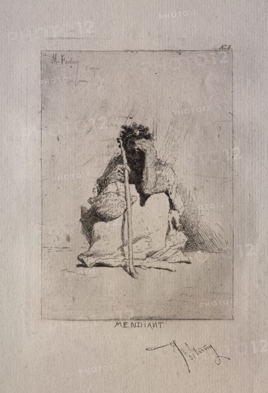 Mendiant accroupi. Mariano Fortuny y Carbó (Spanish, 1838-1874). Etching