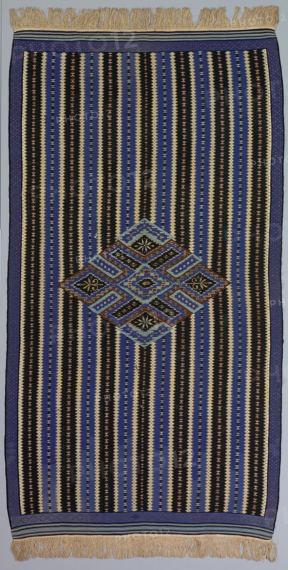 Sarape, c. 1890-1900. America, Native North American, Southwest, Mexico, Saltillo, Post-Contact, Early Period. Tapestry weave: cotton and wool and metal thread; overall: 228 x 111.8 cm (89 3/4 x 44 in.).