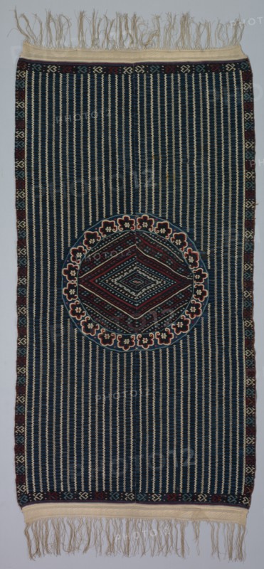 Sarape, c. 1840-1860. America, Native North American, Southwest, Mexico, Saltillo, Post-Contact, Classic Period. Tapestry weave: cotton and wool; overall: 200.7 x 106.7 cm (79 x 42 in.)