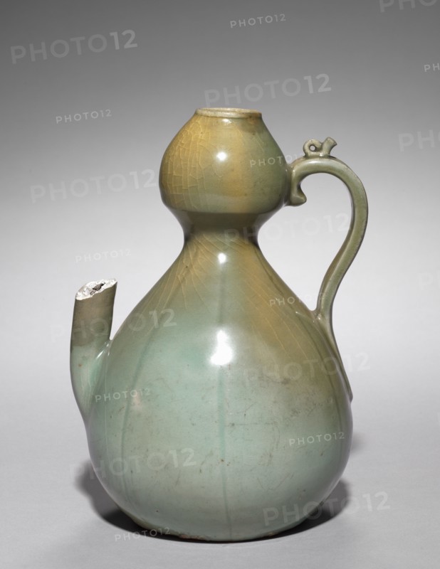 Gourd-shaped Wine Pot, 1200s. Korea, Goryeo period (918-1392). Pottery; height with lid: 26.7 cm (10 1/2 in.).
