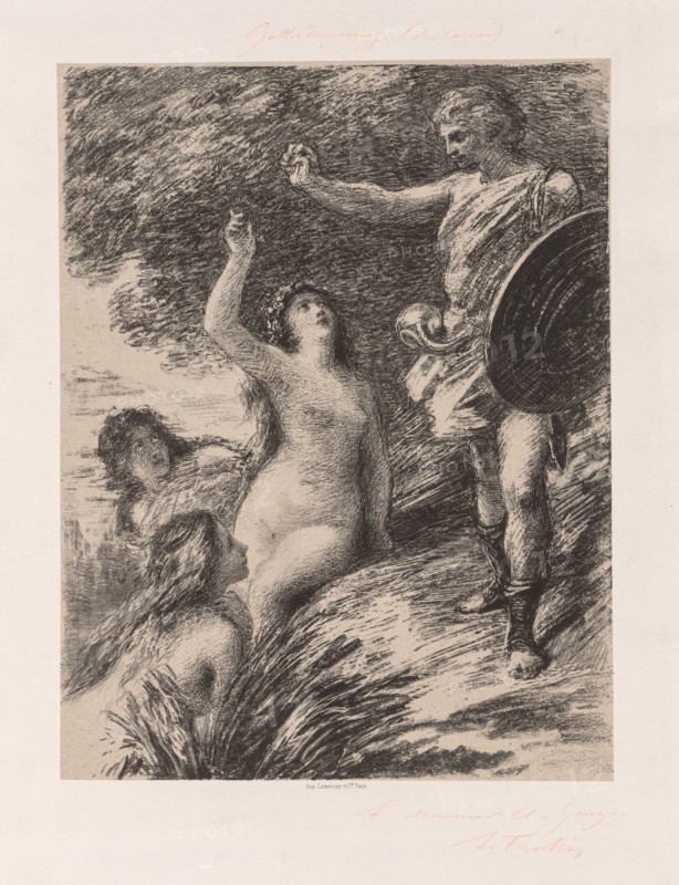 Siegfried and the Daughters of the Rhine, c. 1880. Henri Fantin-Latour (French, 1836-1904). Lithograph