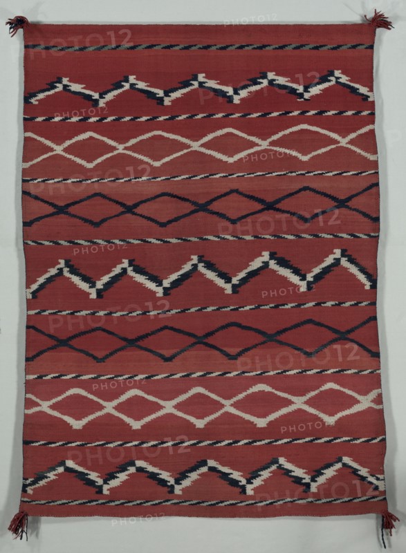 Blanket/ Sarape (banded style), late 1800s. America, Native North American, Southwest, Navajo, Post-Contact, Transitional Period. Tapestry weave: wool (handspun); overall: 193 x 145 cm (76 x 57 1/16 in.).