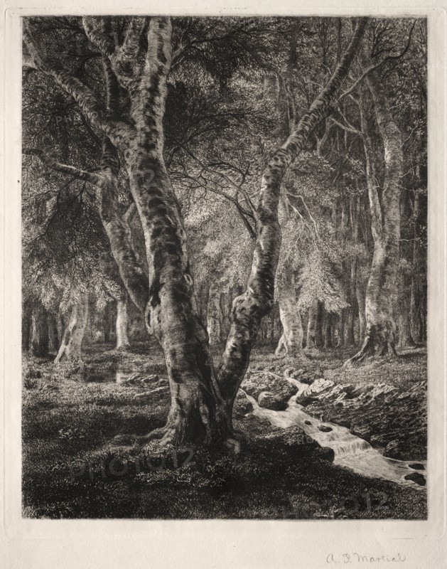 À Pierrefonie. Adolphe Théodore Jules Martial Potémont (French, 1828-1883). Etching