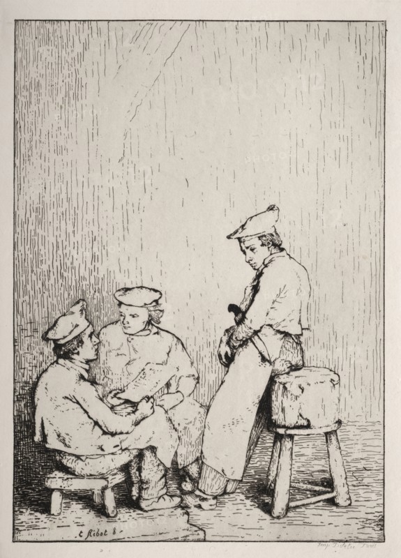 La Carte. Théodule Ribot (French, 1823-1891). Etching