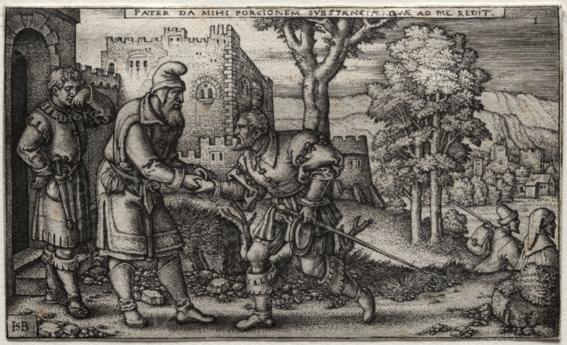 The Prodigal Son. Hans Sebald Beham (German, 1500-1550). Engraving