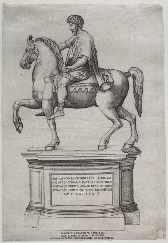 Equestrian Statue of Marcus Aurelius, 1548. Nicolas Beatrizet (French, 1515-after 1565). Engraving