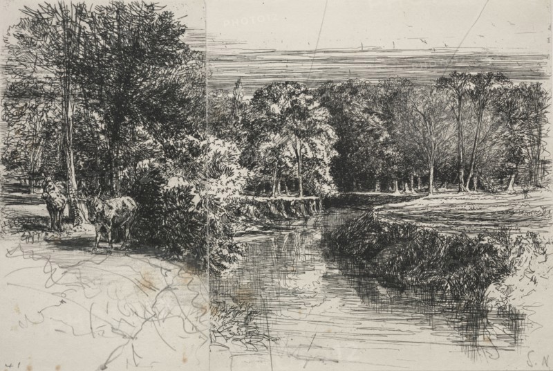Dundrum River and the Two Asses, 1863. Francis Seymour Haden (British, 1818-1910). Etching with pencil