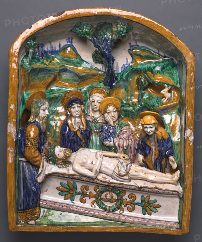 The Entombment, late 1400s. Italy, Faenza, 15th century. Glazed terracotta; overall: 68.6 x 55.9 x 14.3 cm (27 x 22 x 5 5/8 in.).
