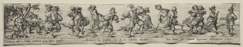 Dance of Peasants. Theodor de Bry (Flemish, 1528-1598). Engraving