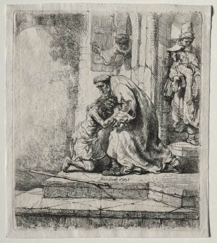 Return of the Prodigal Son, 1636. Rembrandt van Rijn (Dutch, 1606-1669). Etching; sheet: 16.4 x 14.4 cm (6 7/16 x 5 11/16 in.); platemark: 15.5 x 13.3 cm (6 1/8 x 5 1/4 in.)