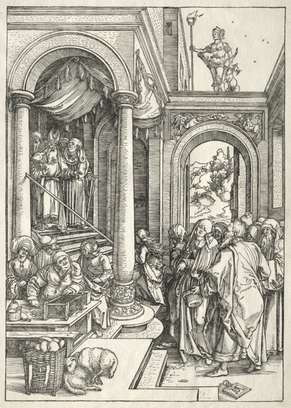 Life of the Virgin:  Presentation of the Young Virgin in the Temple, 1504-1505. Albrecht Dürer (German, 1471-1528). Woodcut