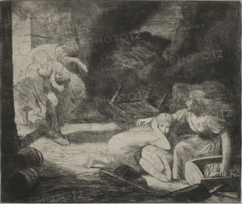 L'Incendie, 1876. Alphonse Legros (French, 1837-1911). Etching and drypoint