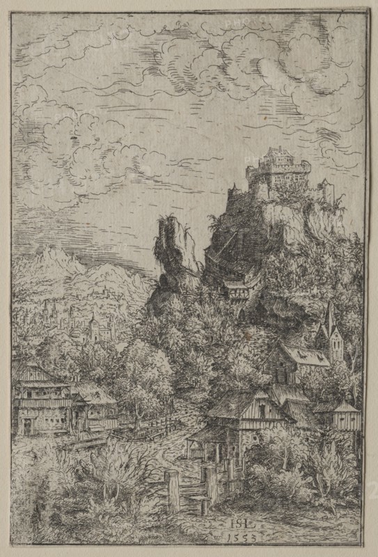 Landscape with a Castle, 1553. Hanns Lautensack (German, 1524-1566). Etching