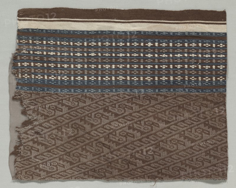 Fragment Composed of Two Fabrics Joined, c. 1100-1400. Peru, Central Coast, Chancay, 12th-15th century. Plain compound twill and plain compound tabby; cotton; overall: 28 x 35.5 cm (11 x 14 in.).