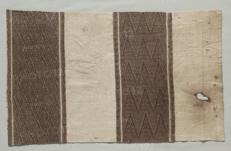 Fragment formed of Four Separate Fabrics Joined, c. 1100-1400. Peru, Central Coast, Chancay, 12th-15th century. Two pieces plain cloth, two pieces compound twill; cotton; average: 34.3 x 56 cm (13 1/2 x 22 1/16 in.).