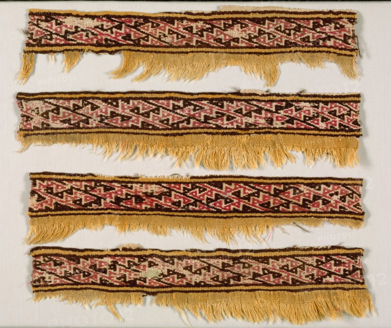Four Border Strips, c. 1100-1400. Peru, Central Coast, Chancay, 12th-15th century. Plain compound cloth; cotton; overall: 11.5 x 49 cm (4 1/2 x 19 5/16 in.).