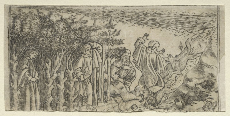 2: Dante Lost in the Wood: Escaping and Meeting Virgil, Canto I, 1481. Baccio Baldini (Italian, c. 1436-1487). Engraving