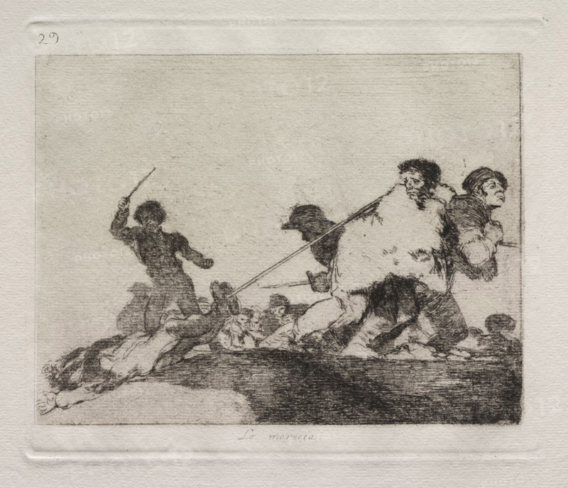The Horrors of War:  He Deserved It. Francisco de Goya (Spanish, 1746-1828). Etching and aquatint