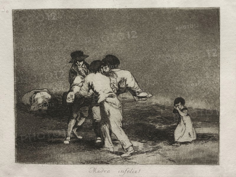 The Horrors of War:  Unhappy Mother. Francisco de Goya (Spanish, 1746-1828). Etching and aquatint