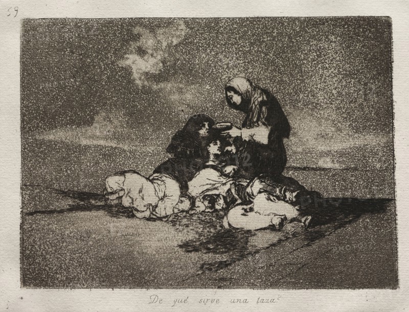 The Horrors of War:  What is the Use of a Cup?. Francisco de Goya (Spanish, 1746-1828). Etching and aquatint