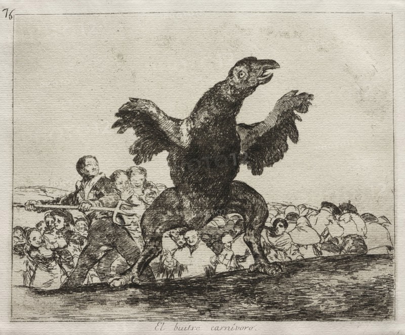 The Horrors of War:  A Carnivorous Vulture. Francisco de Goya (Spanish, 1746-1828). Etching and aquatint