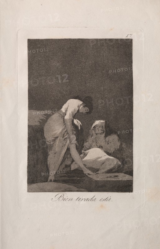 Caprichos:  It is Nicely Stretched. Francisco de Goya (Spanish, 1746-1828). Etching and aquatint