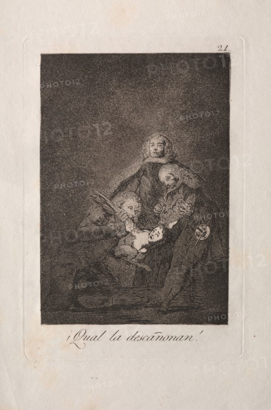 Caprichos:  How They Pluck Her!. Francisco de Goya (Spanish, 1746-1828). Etching and aquatint