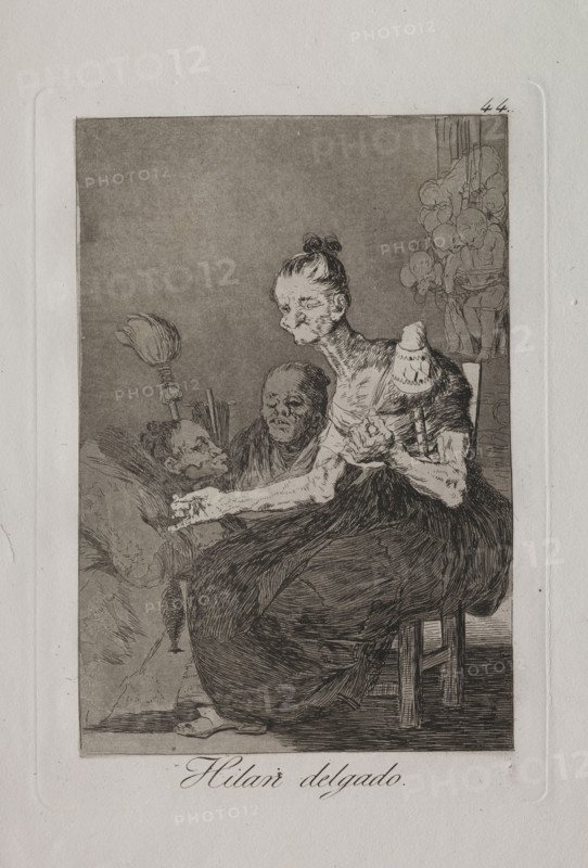 Caprichos:  They Spin Finely. Francisco de Goya (Spanish, 1746-1828). Etching and aquatint