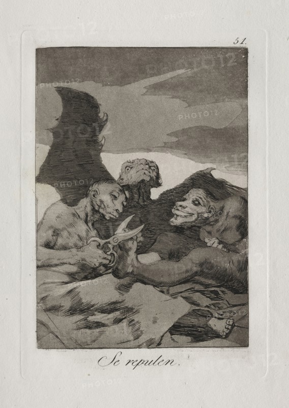 Caprichos:  They Spruce Themselves Up. Francisco de Goya (Spanish, 1746-1828). Etching and aquatint
