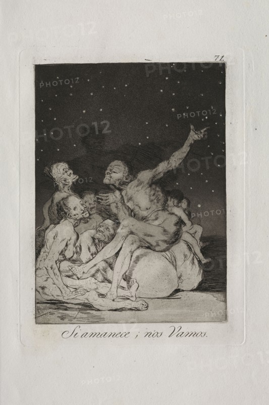 Caprichos:  When Day Breaks We Will Be Off. Francisco de Goya (Spanish, 1746-1828). Etching and aquatint