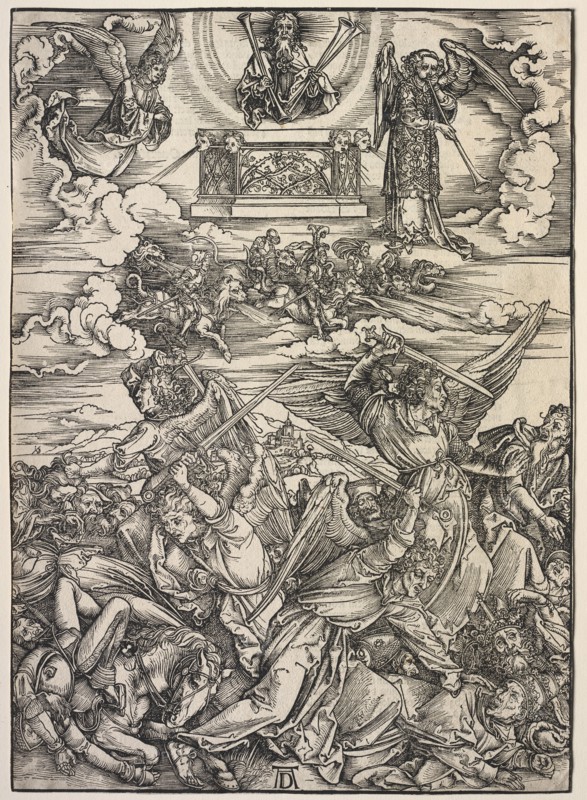 Revelation of St. John: The Four Destroying Angels, 1511. Albrecht Dürer (German, 1471-1528). Woodcut
