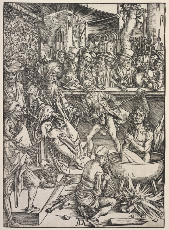 Revelation of St. John: Martyrdom of St. John, 1511. Albrecht Dürer (German, 1471-1528). Woodcut