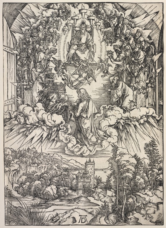 Revelation of St. John: St. John before the Throne, 1511. Albrecht Dürer (German, 1471-1528). Woodcut