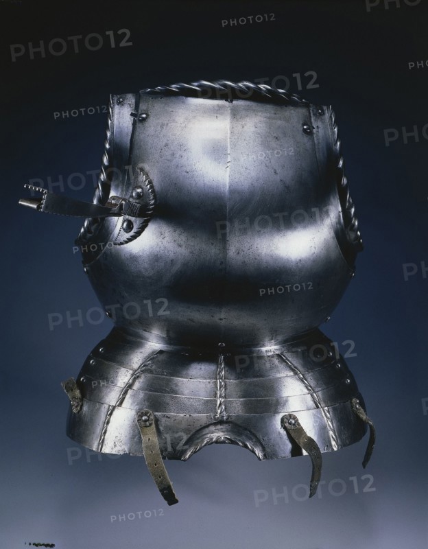 Breastplate (with lance rest and fauld/ Nuremberg), c.1510-1530. Germany, 16th century. Steel with black paint and leather straps; overall: 44 x 36.3 cm (17 5/16 x 14 5/16 in.).