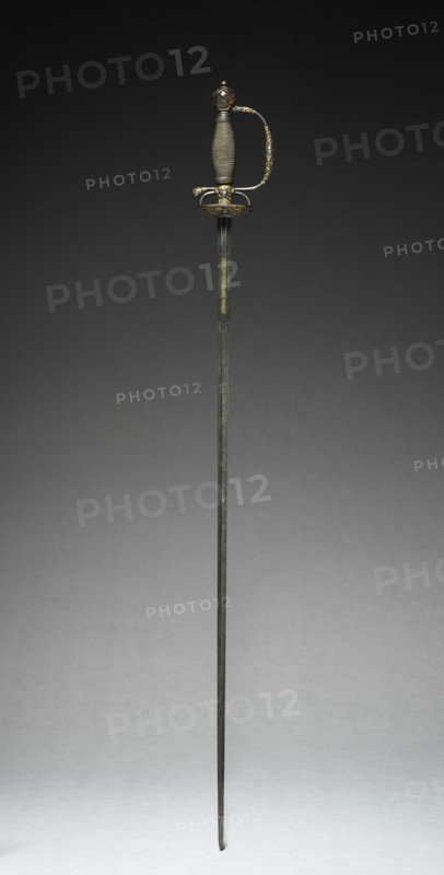 Child's Sword, c 1780. France, Paris, 18th century. Stainless steel, silver and brass wire inlay; overall: 70.5 cm (27 3/4 in.)