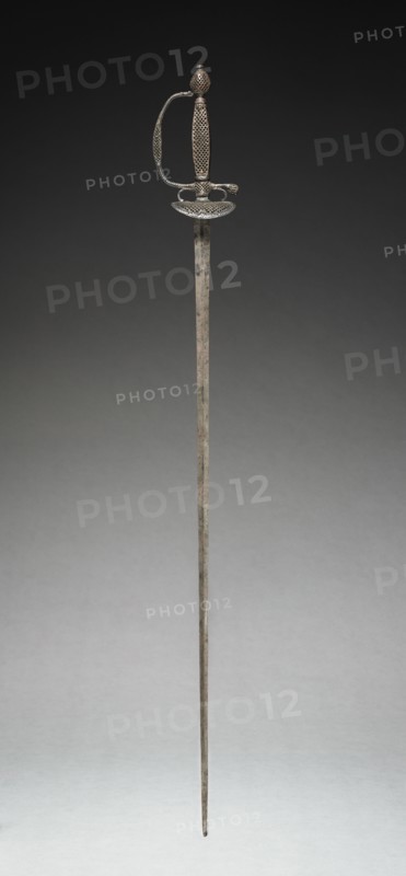 Child's Sword, c 1780. France, Paris, 18th century. Stainless steel, silver and brass wire inlay; overall: 73.7 cm (29 in.).