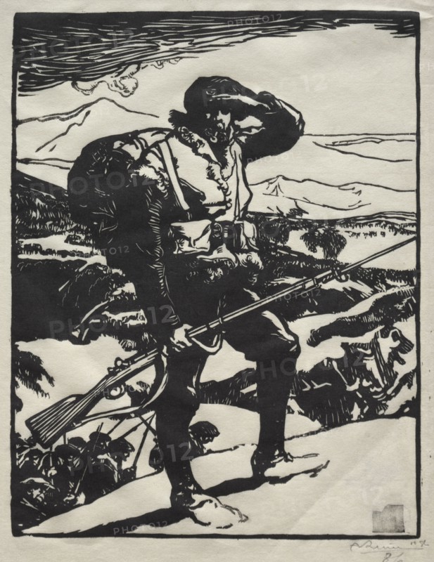 Histoire de la Guerre:  Chaseur Alpin. Auguste Louis Lepère (French, 1849-1918). Woodcut