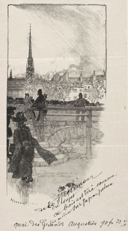 Quai des Grands Augustins. Auguste Louis Lepère (French, 1849-1918). Wood engraving