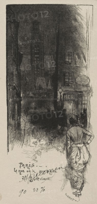 Rue de la Montagne, St. Geneviève. Auguste Louis Lepère (French, 1849-1918). Wood engraving