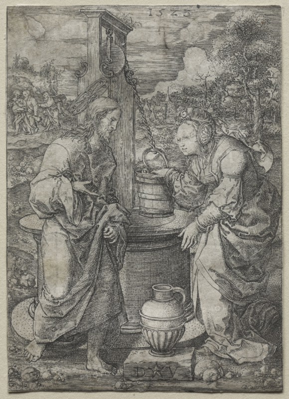 Christ and the Woman of Samaria, 1523. Dirk Vellert (Netherlandish, 1480/85-1547). Engraving
