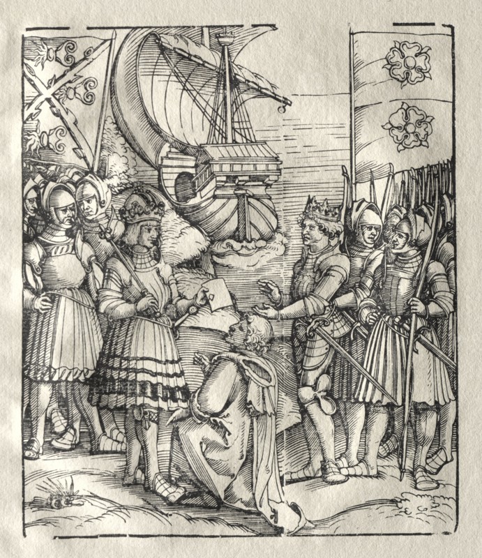Maximilian Makes Peace with Henry VII. Possibly by Peter Flötner (German, 1485-1546). Woodcut