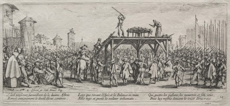 The Large Miseries of War:  Execution on the Wheel, 1633. Jacques Callot (French, 1592-1635). Etching