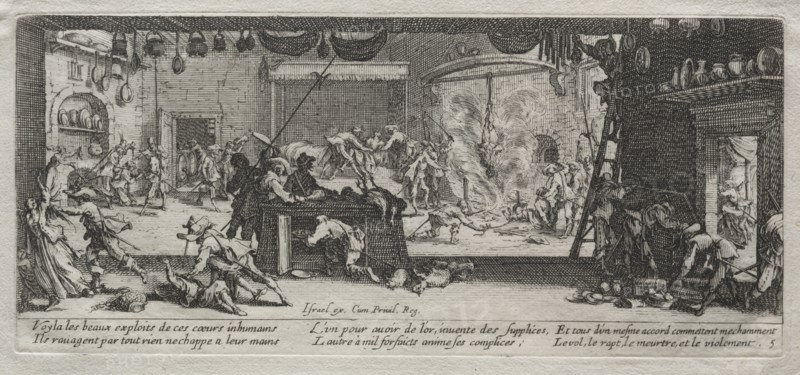 The Large Miseries of War:  Pillaging, 1633. Jacques Callot (French, 1592-1635). Etching