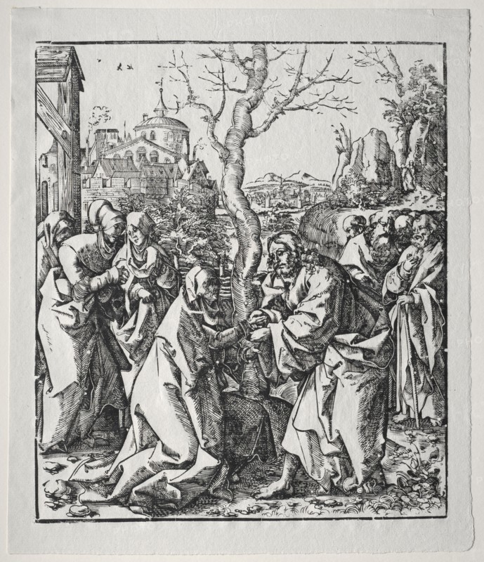 Christ Taking Leave of his Mother. Wolf Traut (German, c. 1486-1520). Woodcut