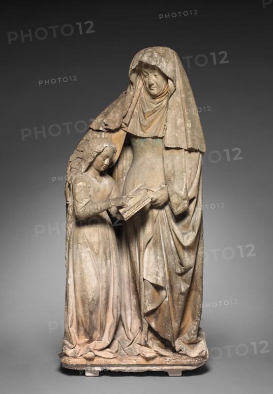 Education of the Virgin, c. 1500-1510. France, Bourbonnais, 16th century. Limestone; overall: 137.2 x 62.9 x 38.5 cm (54 x 24 3/4 x 15 3/16 in.)