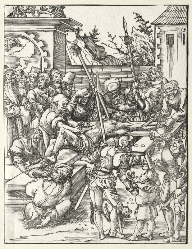 Martyrdom of St. Bartholomew. Lucas Cranach (German, 1472-1553). Woodcut