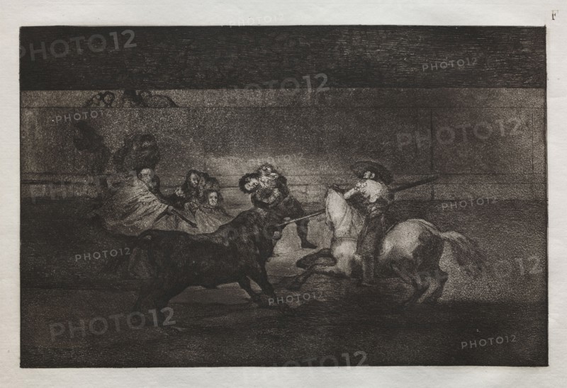 Bullfights:  The Death of Pepe Illo (3rd Composition), 1876. Francisco de Goya (Spanish, 1746-1828). Engraving